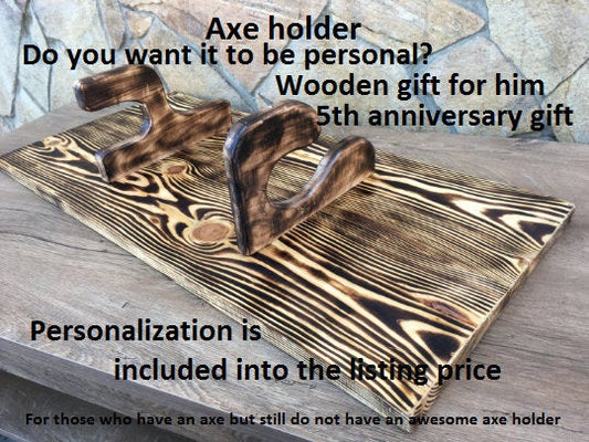 Axe holder, wooden gift, axe stand, axe display, axe hook, wooden anniversary, 5th anniversary,viking axe,hatchet,axe,mens gift,gift for men