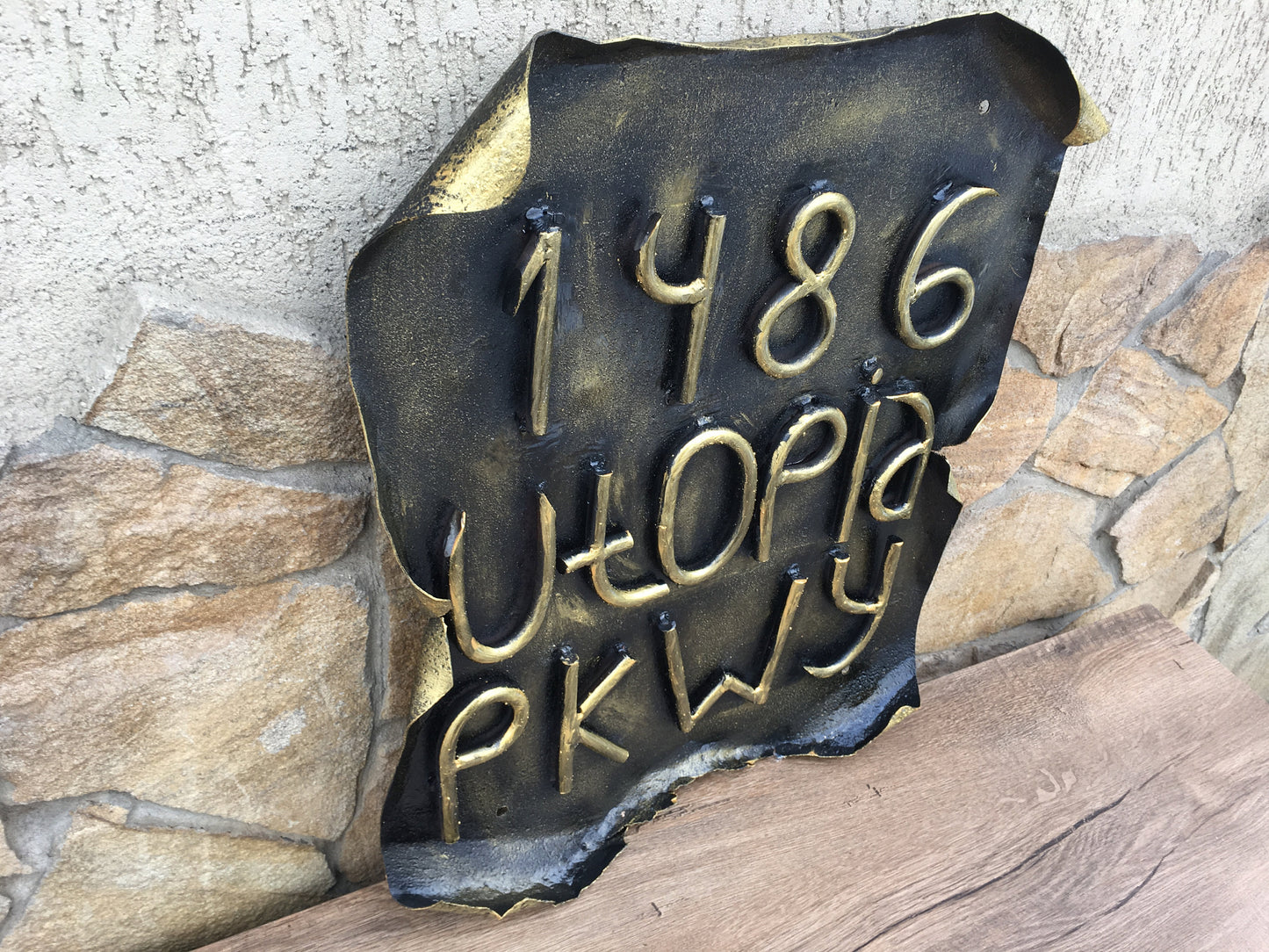 Hand forged address number sigh, house number sign, house number plaque, rustic plaque, metal house number, address number sign,address sign