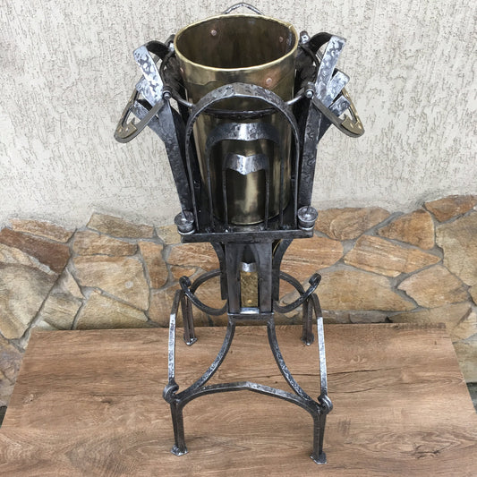 Ice bucket holder, brass ice bucket, champagne gifts, iron gift, anniversary gift, vintage gift, wedding gift, ice bucket, wedding decor