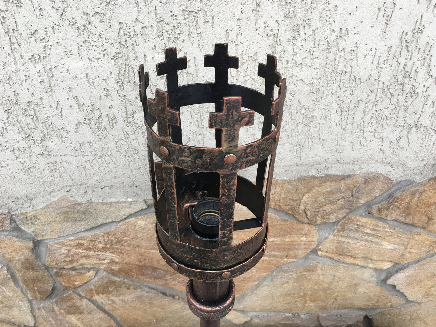 Wall sconce, viking lamp, viking light, castle light, medieval decor, Olympic torch, medieval lamp, hand forged lantern, medieval light