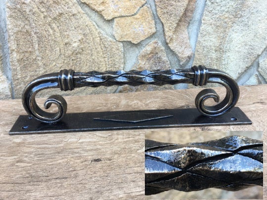 Custom listing for John: door handle, 16" length, virgin iron, matt lacquering