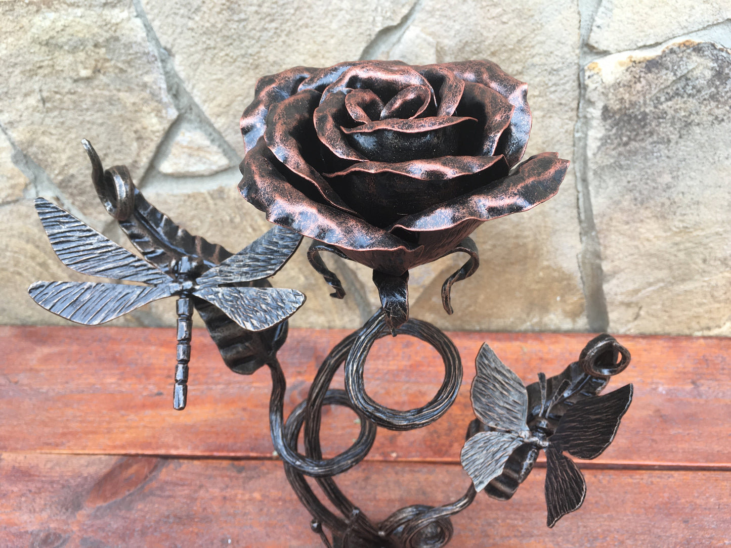 Iron sculpture, iron rose, wedding anniversary gift,iron anniversary gift,wedding gift,Mother's day,Valentine's day gift, iron gift for her