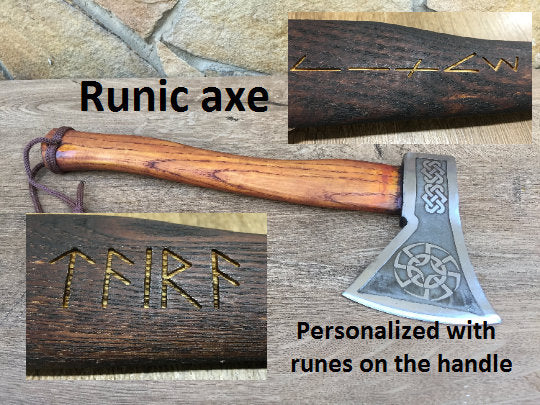 Runic axe, axe with runes, personalized runes, viking rune, celtic, elder futhark, pagan,asatru,rune axe,runic jewelry,mens gifts,viking axe