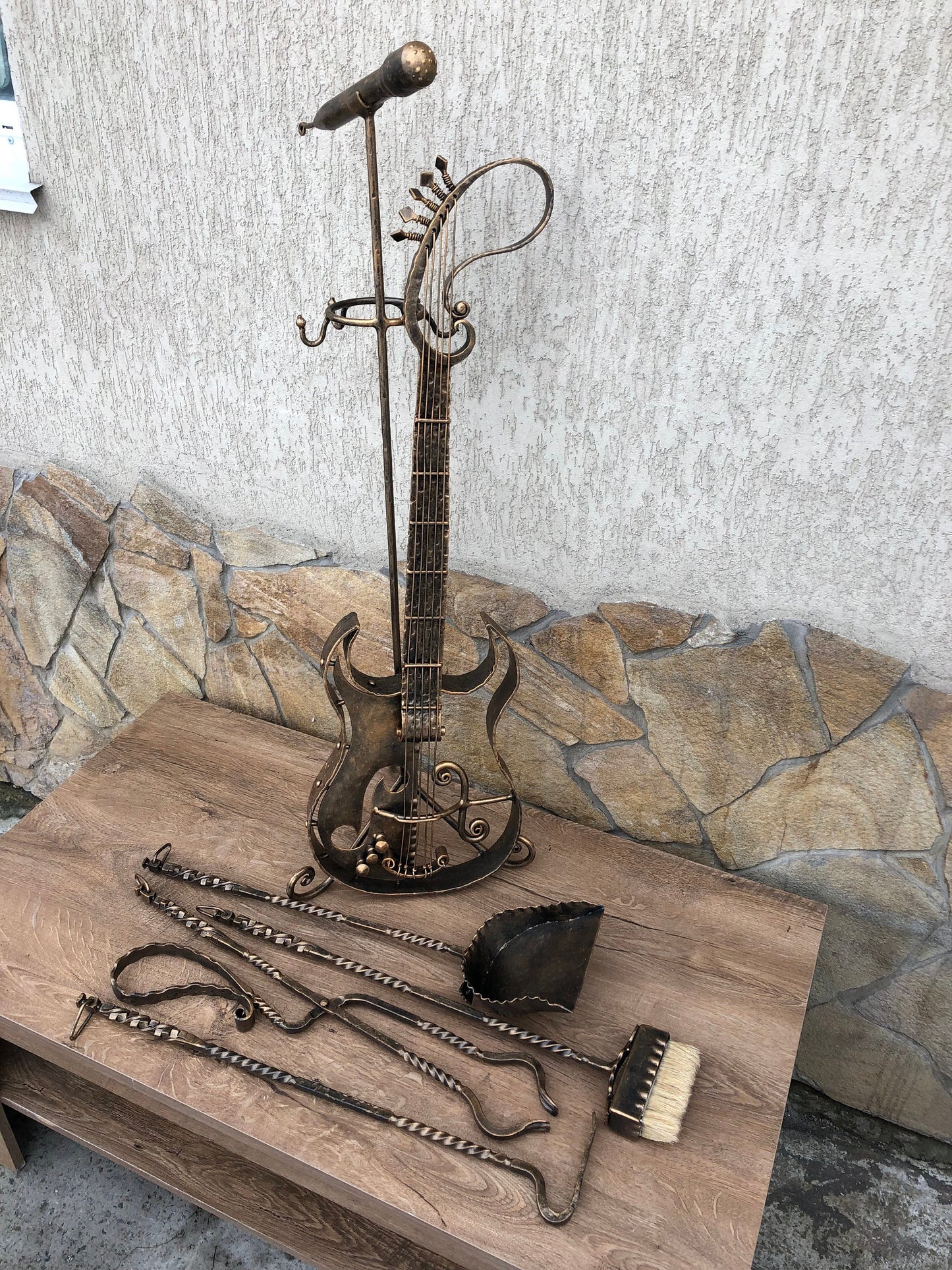 Fireplace tool set, fireplace tools, fireplace screen, fireplace, fireplace accessories, fireplace decor, guitar,fire place,fireplace mantel