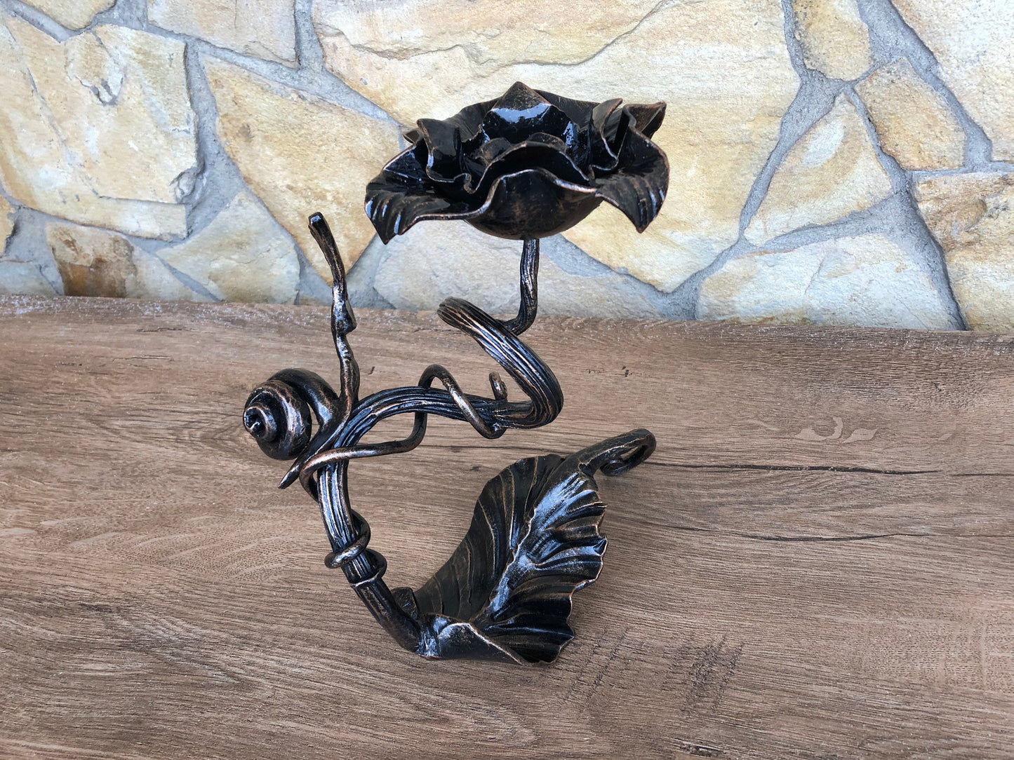Candle holder, iron anniversary gift for her, candle holder metal, forged candle holder, candle stick metal, candlestick holder,candle stand