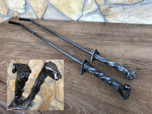 Fire poker, fire tool, fireplace, fireside, hand forged fire poker, fire accessories, anniversary gift, home decor, iron gift, firewood