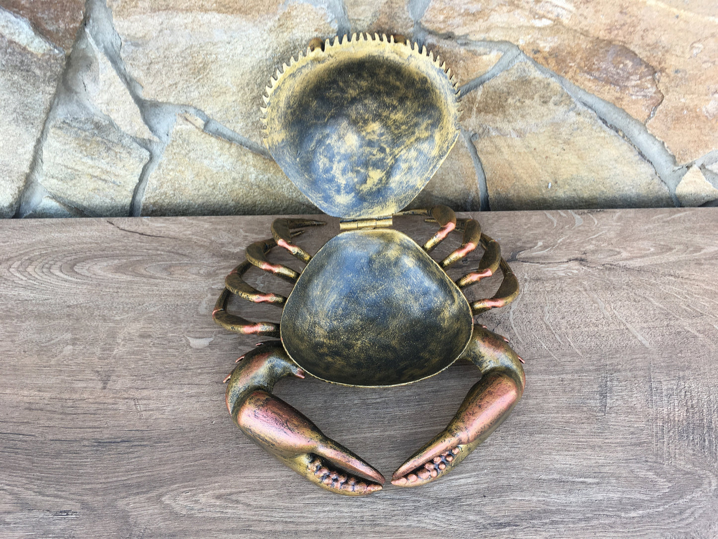 Metal ashtray, metal ash tray, crab ashtray, hand forged ashtray, hinged ashtray, crab trinket box, iron crustacean, nautical decor,crab box