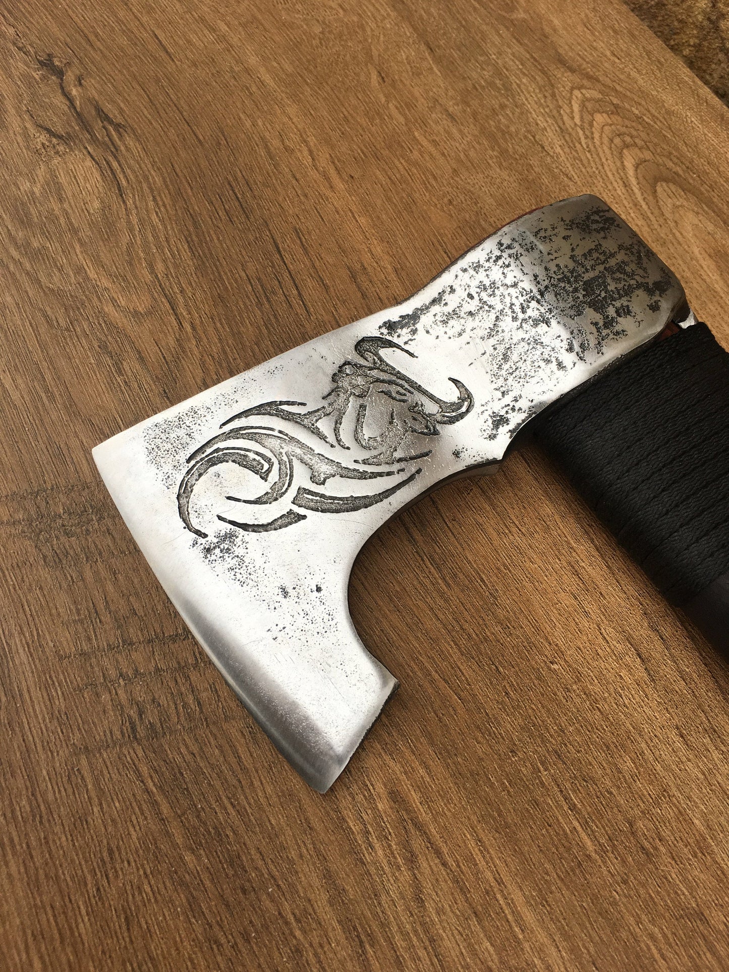 Customized axe, personalized axe, custom axe, etched axe head, viking axe, medieval axe, tomahawk, mens gift, iron gift for him, Kratos axe