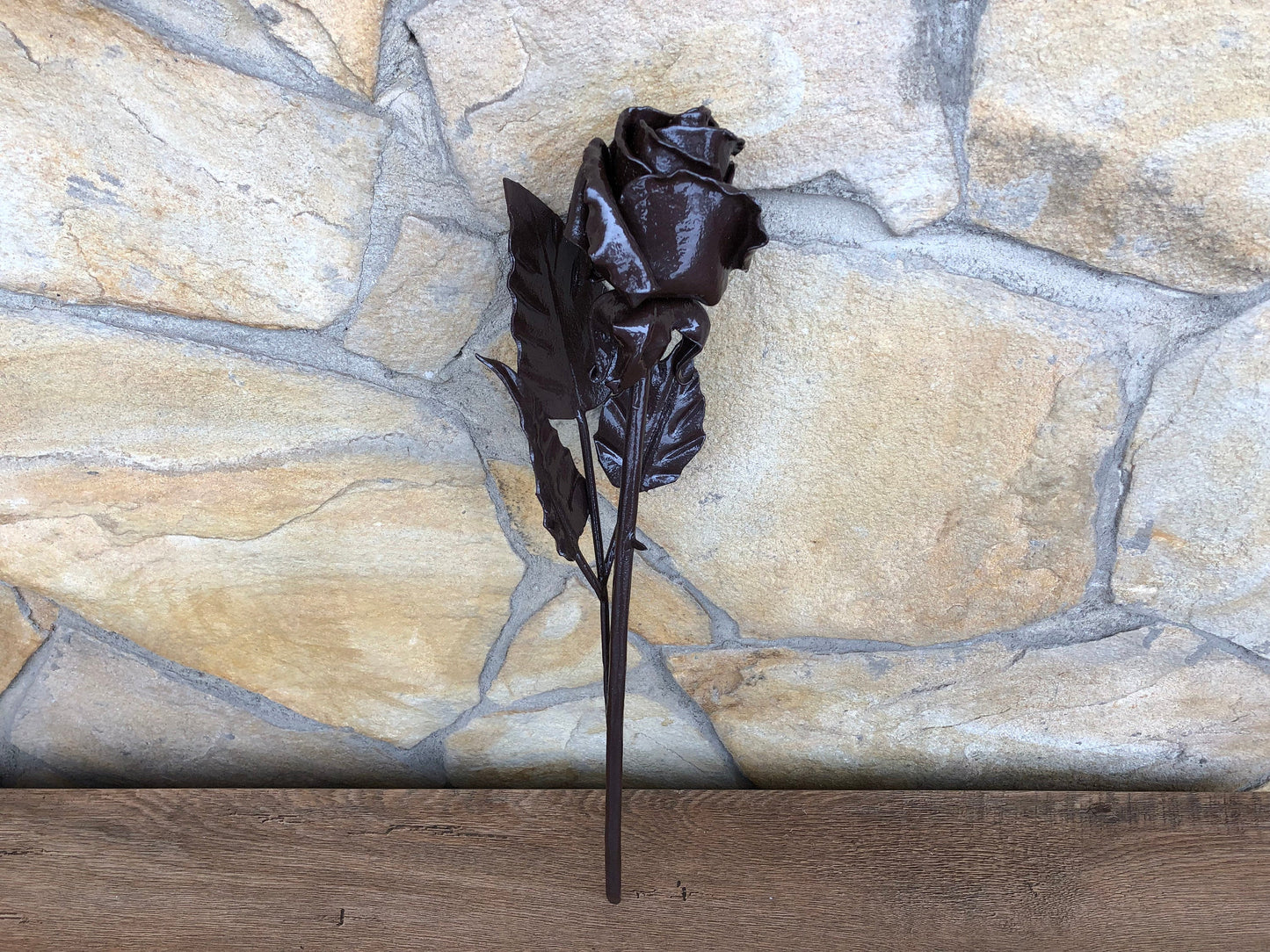Hand forged rose, brown rose, wrought iron rose, metal sculpture, wedding anniversary, anniversary gift, Christmas gift, metal flower, rose