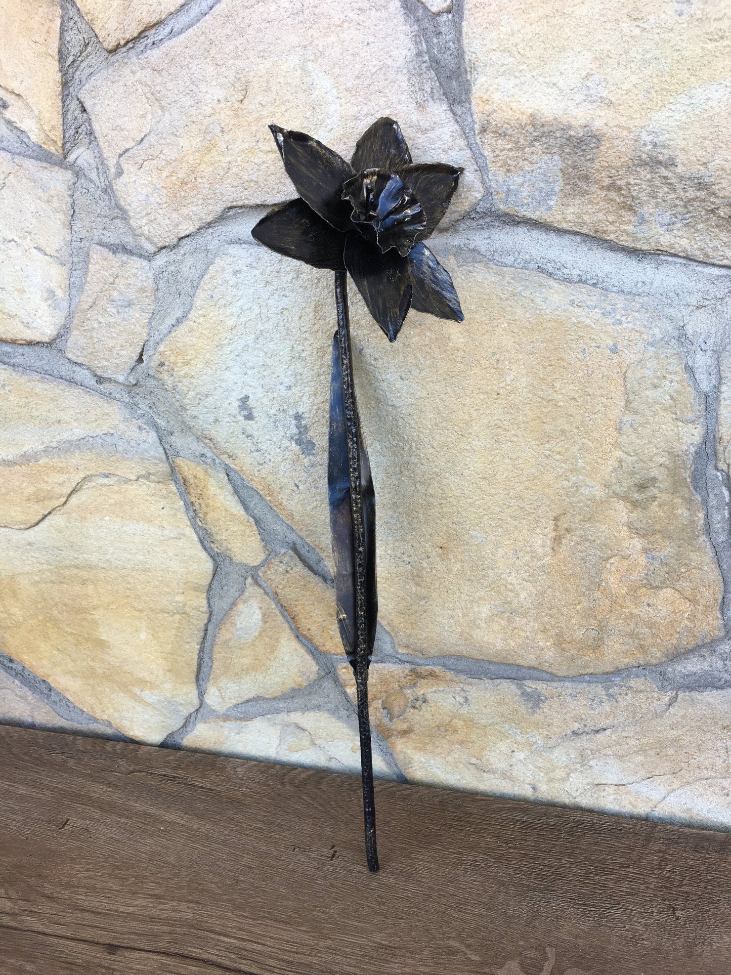 Hand forged narcissus, metal narcissus, iron narcissus, iron sculpture, iron anniversary gift for her, iron rose, metal rose, iron flower
