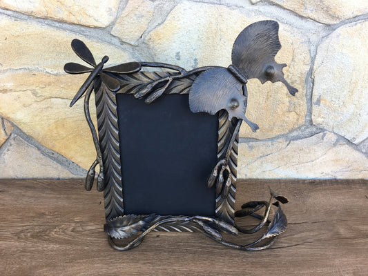 Forged metal photo frame, photo display, picture frame, wedding frame, family photo, gift for her, custom photo frame, floral photo frame