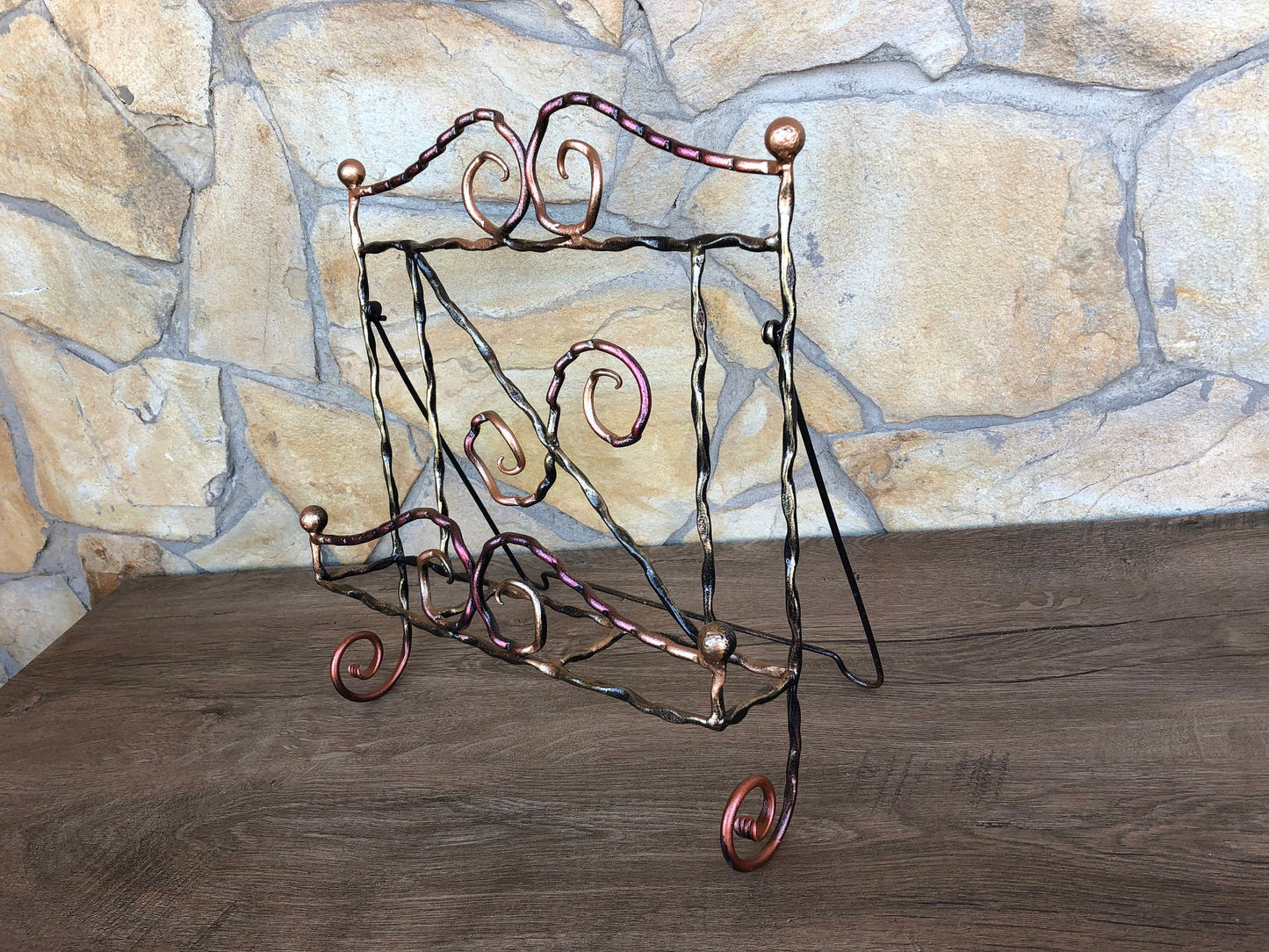 Hand forged book holder,book stand,book holder stand,wedding guest book,vintage book holder,kitchen book holder,cookbook stand,recipe holder