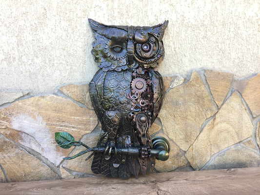 Steampunk owl, steampunk bird, metal sculpture, steampunk figurine,junk art,steampunk art,industrial art,steampunk gift,steam punk,steampunk