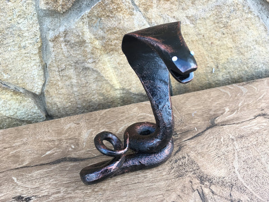 Hand forged snake, iron snake, iron cobra, home decor ideas, home decor gifts, cool gifts, cool dad gifts, stone gifts, ceramic gifts, snake