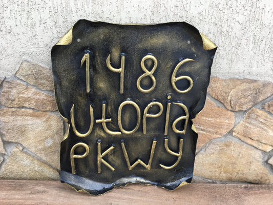 Hand forged address number sigh, house number sign, house number plaque, rustic plaque, metal house number, address number sign,address sign