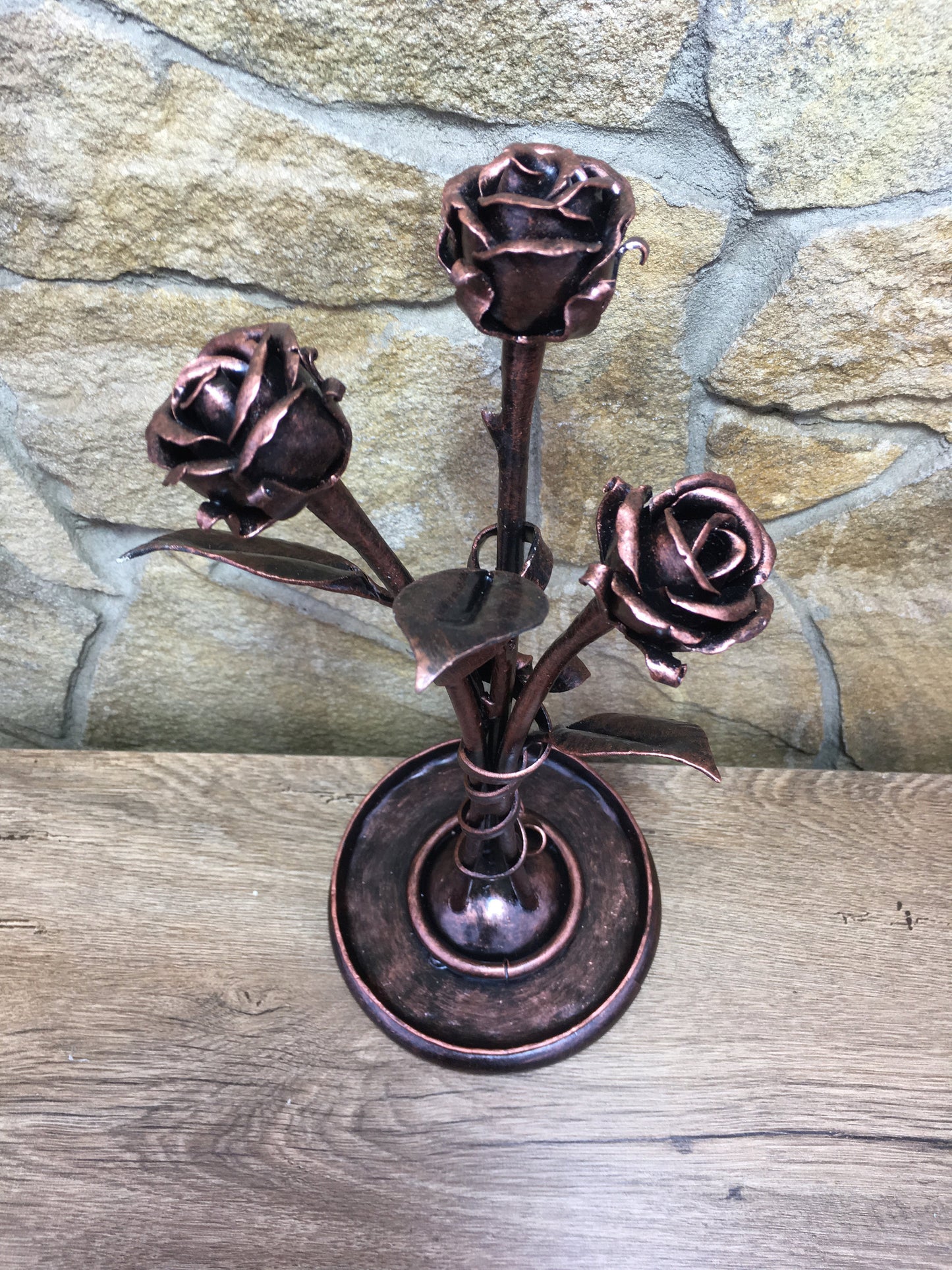 Ring dish, metal rose, jewelry storage, iron anniversary gift for her, metal ring plate, forged ring dish, iron gift for her, jewels, rings