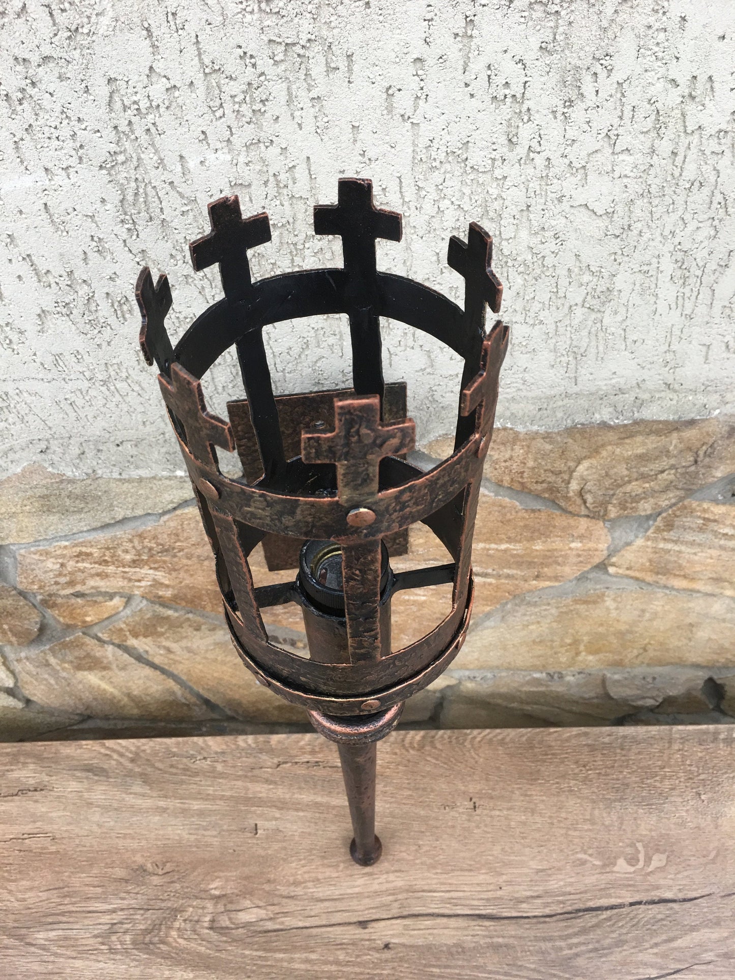Wall sconce, viking lamp, viking light, castle light, medieval decor, Olympic torch, medieval lamp, hand forged lantern, medieval light