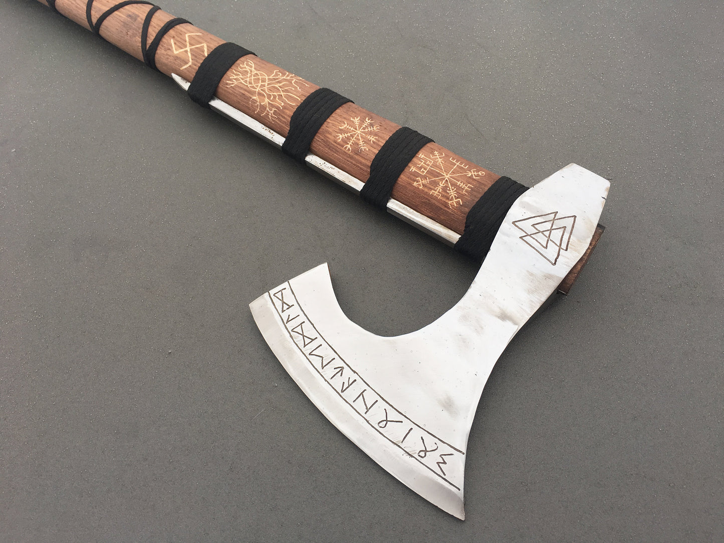 Runic axe, axe gift, Perun axe, pagan axe, viking axe, vegvisir, helm of awe, Yggdrasil,bearded axe,Norse axe,mjolnir,viking weapon