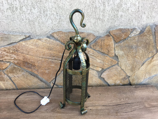 Table lamp, hand forged table lamp, bedside lamp, handmade lighting, art lamp, custom lamp, night lamp, rustic table lamp, steampunk light