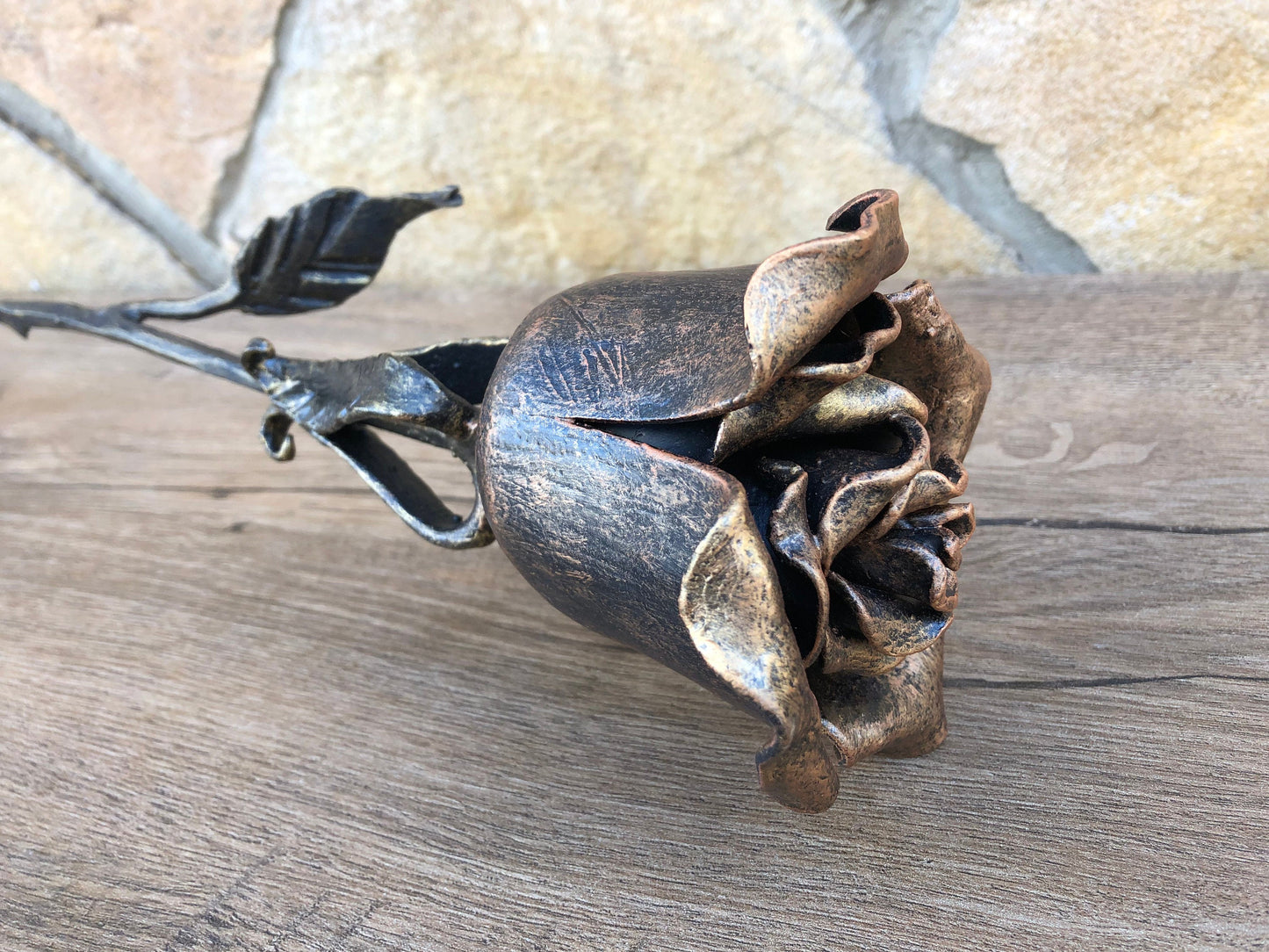 Forged rose, steampunk furniture, iron anniversary gift for her, metal sculpture, wrought iron gift for her, metal statue, anniversary gift