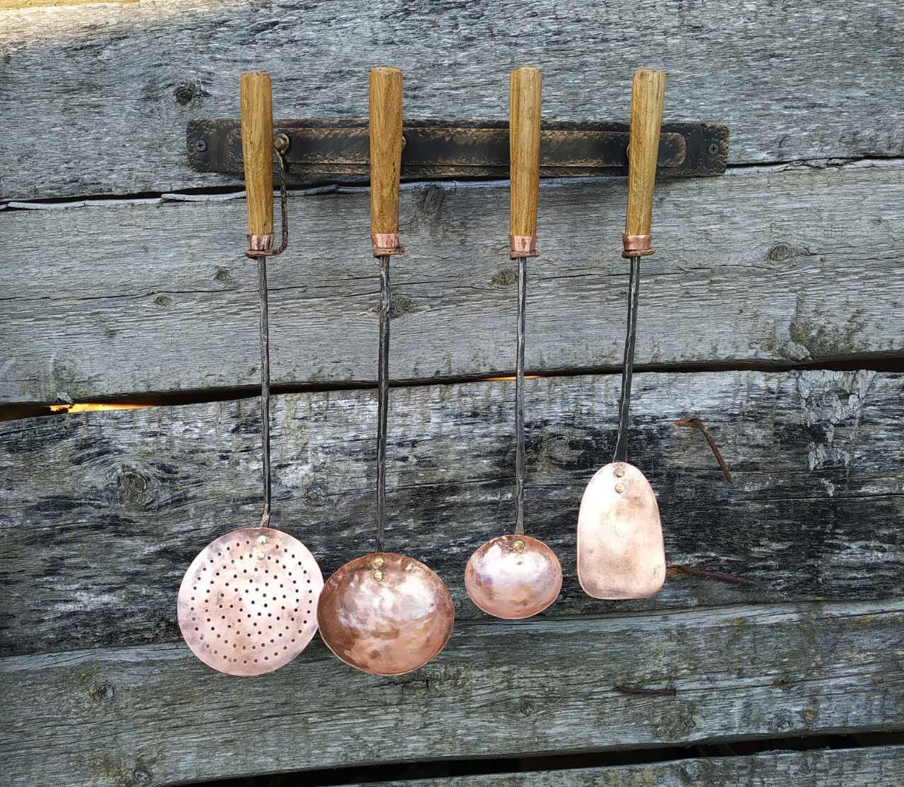 Copper serving set, medieval cutlery, ladle, ladle water dipper, spatula, medieval gift, copper ladle, serving utensils,kitchen utensils