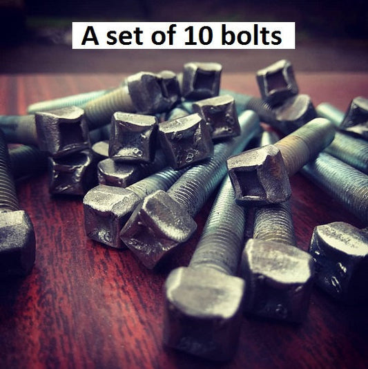 Bolts, hand forged heads, hammered bolt head, loft decor, industrial decor, woodworking, nails, screws, reenactor,bolt art,hardware,man cave