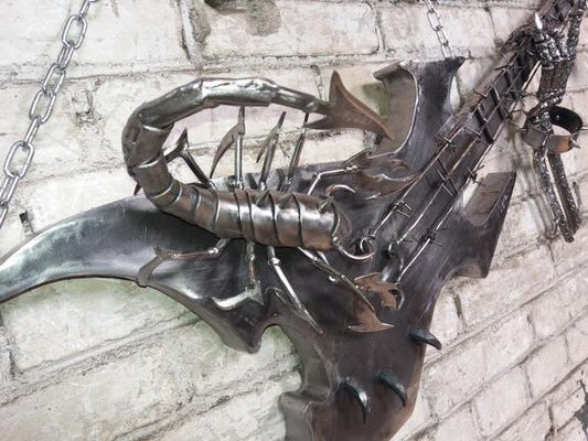 Guitar, scorpion, music, prop, dead, costume, killer, evil dead, haunted house, creepy, scary, death, horror prop, walking dead,horror decor