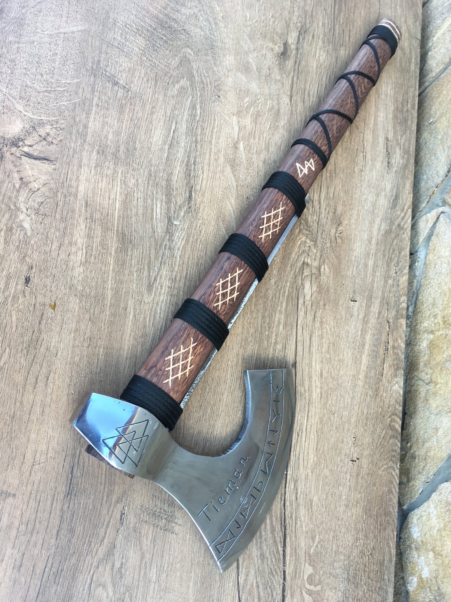 Runic axe, pagan axe, axe with runes, personalized axe, custom axe, axe with initials, viking axe, bearded axe, Norse axe, viking weapon