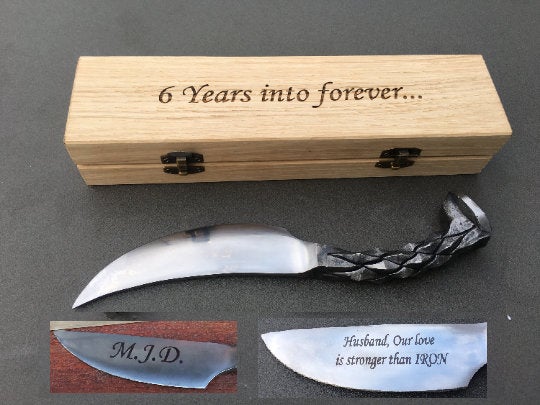 Railroad spike knife, iron anniversary, iron gift for him, mens gifts, engraved knife, gift box, knife decor, knife for groomsmen, knife set
