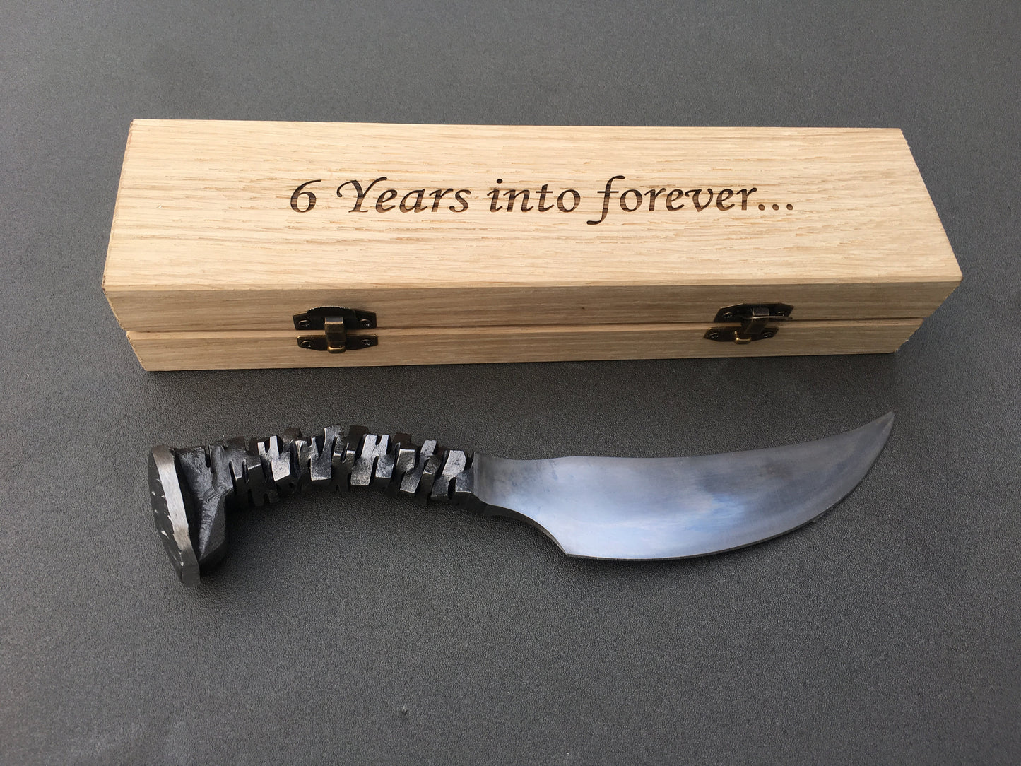 Iron gift for him, mens gifts, engraved knife, railroad spike knife, iron anniversary, knife for groomsman, knife gifts, knife gift box, axe