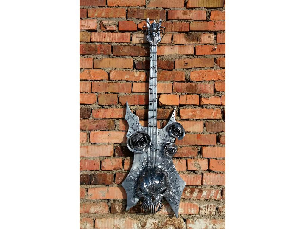 Skull guitar, horror decor, coffin, skull wedding, Gothic wedding, skull party decor, Halloween, skull wall art, skull gifts for men, skulls