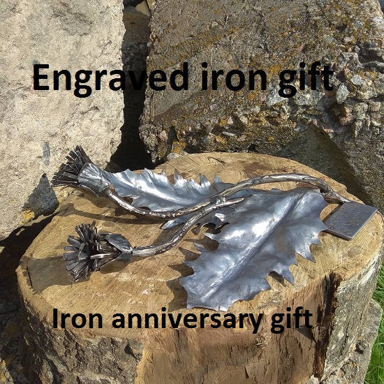 Hand forged thistle, iron thistle, Scottish thistle, 6th anniversary gift, 11th anniversary, iron gifts, steel gifts, 6 year anniversary