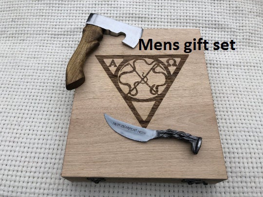 Mens gift ideas, railroad spike knife, axe, mens gifts, manly gifts for him, viking axe, medieval gift, mens gift knife, mens gift fitness