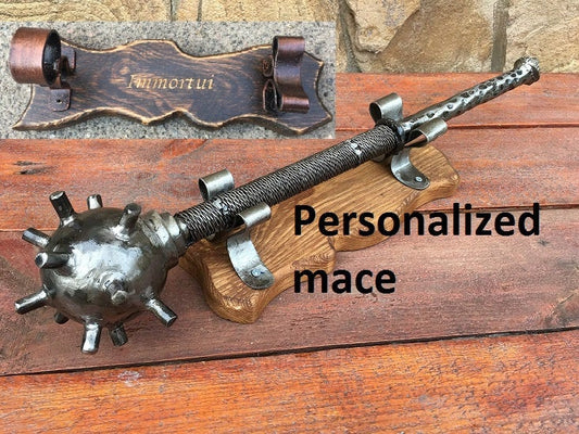 Hand forged mace, mace, war mace, flail, chain flail, medieval, knight, warrior, medieval weapon,war weapon,viking axe,mens gifts,iron gift