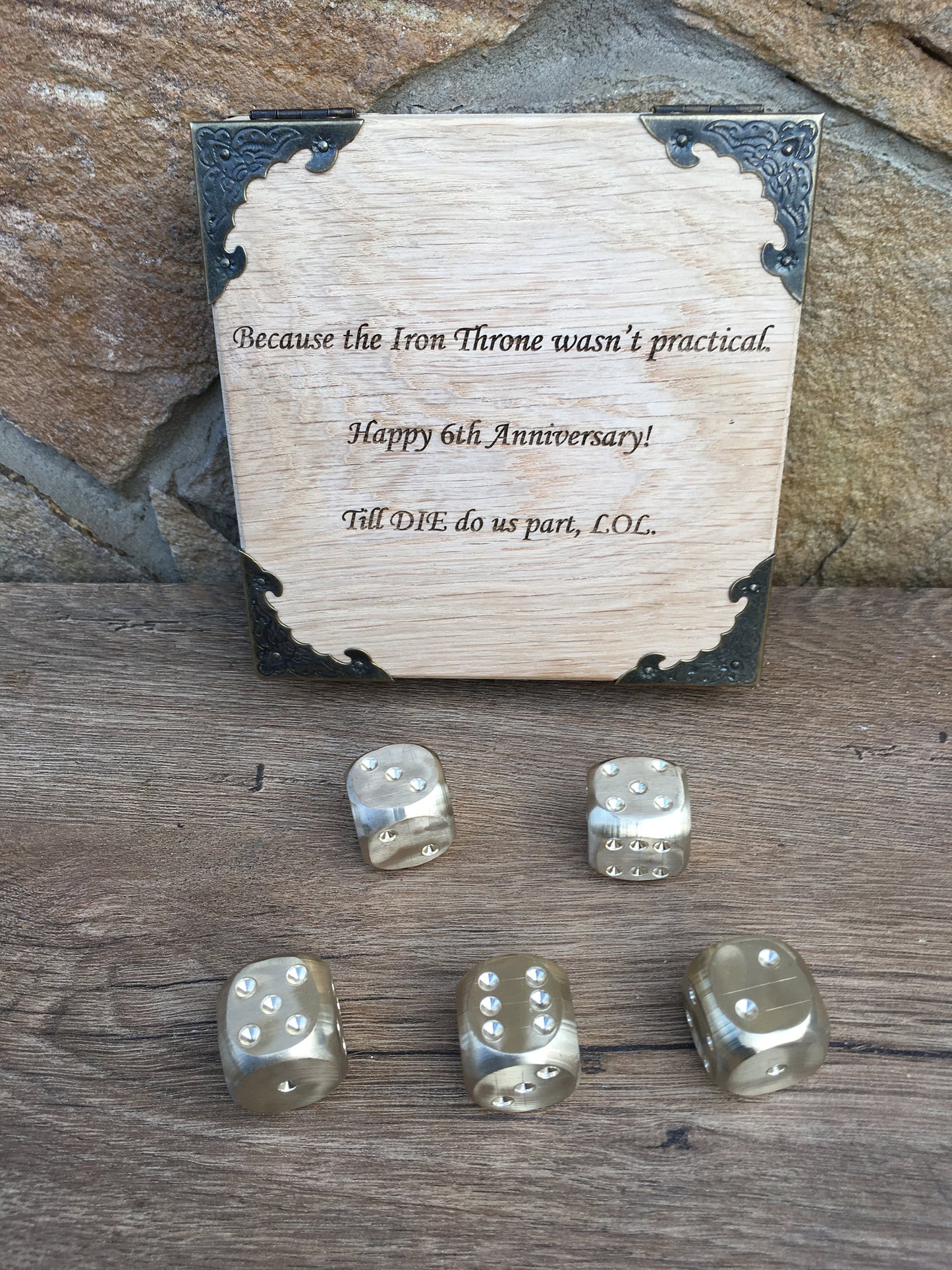 Bronze dices, dices, dice, dice set, dice box, bronze wedding, bronze anniversary gift, groomsman, groomsmen, board game, fun game gift