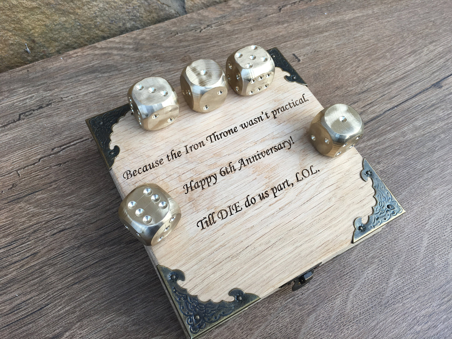 Bronze dices, dices, dice, dice set, dice box, bronze wedding, bronze anniversary gift, groomsman, groomsmen, board game, fun game gift