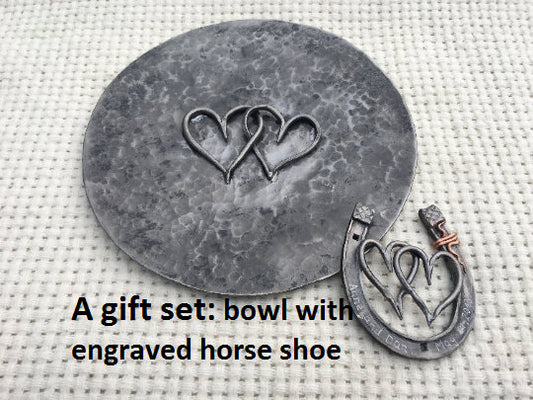 Iron bowl, iron horse shoe, 6th anniversary gift, iron anniversary, 6 year anniversary, iron hearts, iron gift, personalized bowl,steel bowl