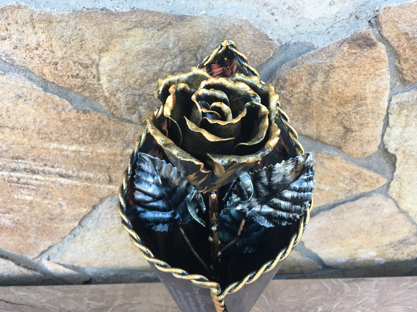 Iron rose in a vase, iron gifts for her, iron anniversary, 6th anniversary gift, hand forged rose, metal sculpture, metal rose, iron gifts
