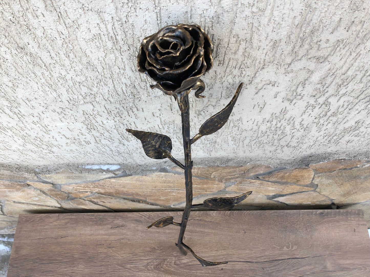 Metal rose, iron metal art, iron sculpture, steampunk furniture, iron anniversary gift for her, metal sculpture, wrought iron gift for her