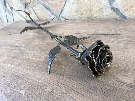 Metal rose, iron metal art, iron sculpture, steampunk furniture, iron anniversary gift for her, metal sculpture, wrought iron gift for her