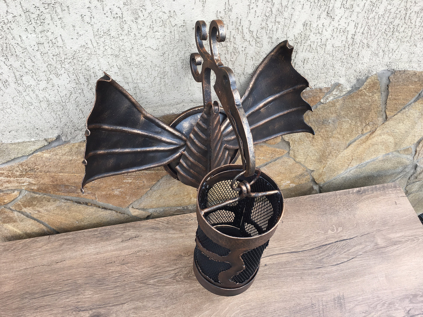 Wall sconce, wall lamp, hand forged lamp, hand forged lantern, garden lamp, porch lamp, candelabra, lighting, sconce, light fixture, dragon