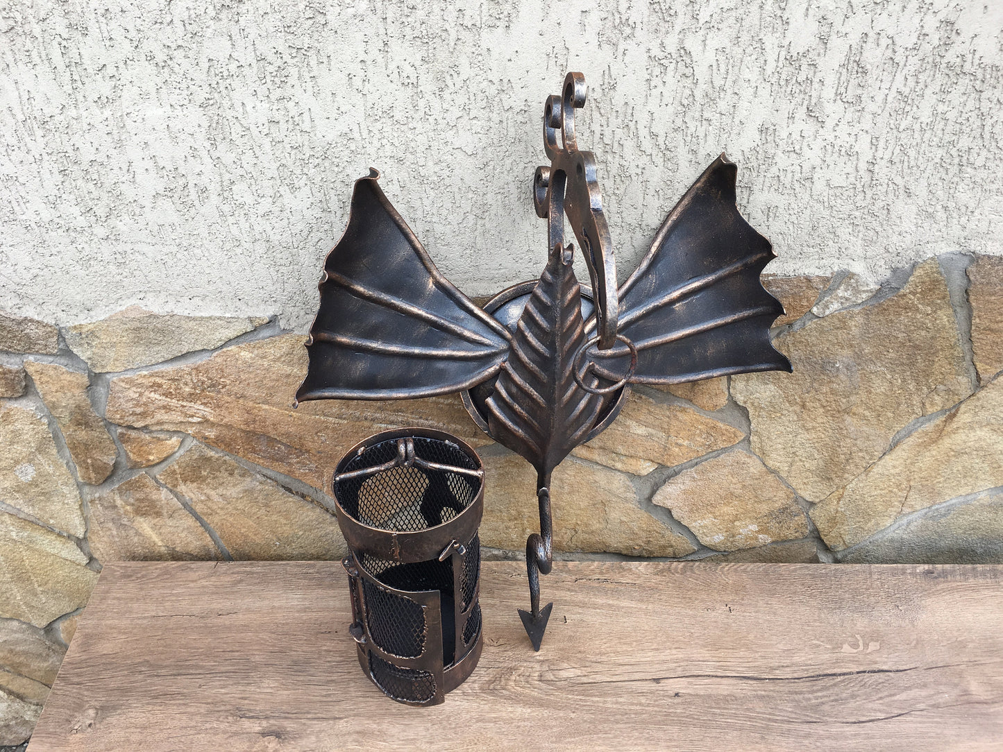 Wall sconce, wall lamp, hand forged lamp, hand forged lantern, garden lamp, porch lamp, candelabra, lighting, sconce, light fixture, dragon