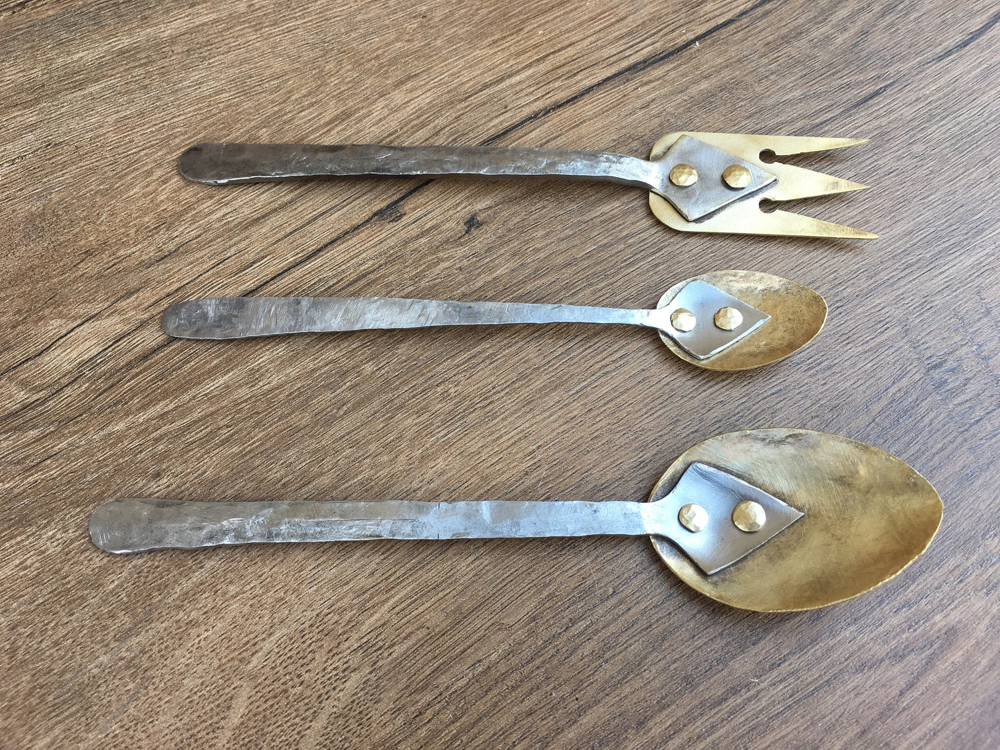 Bronze cutlery, mid century cutlery, midcentury flatware set, fork, cutlery, mid century flatware, medieval fork,mid century spoon,tea spoon