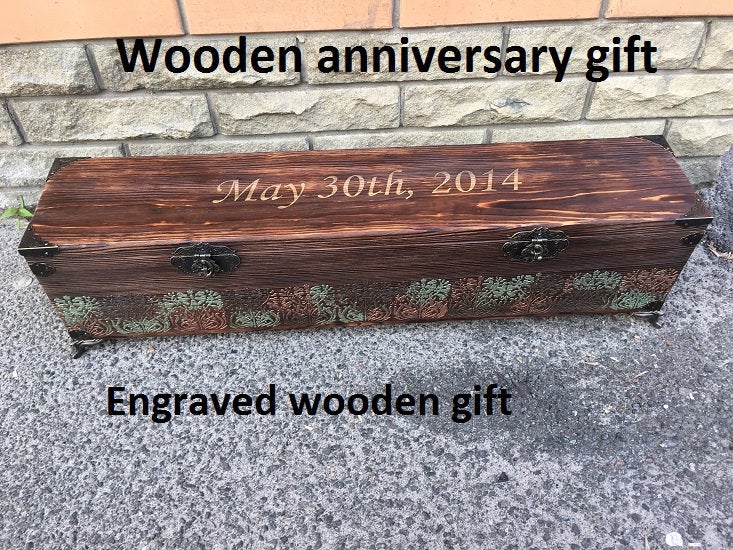 Engraved wooden gift, personalized wooden gift, wooden anniversary,5th anniversary gift,wooden casket,5 year anniversary,wooden gift for her