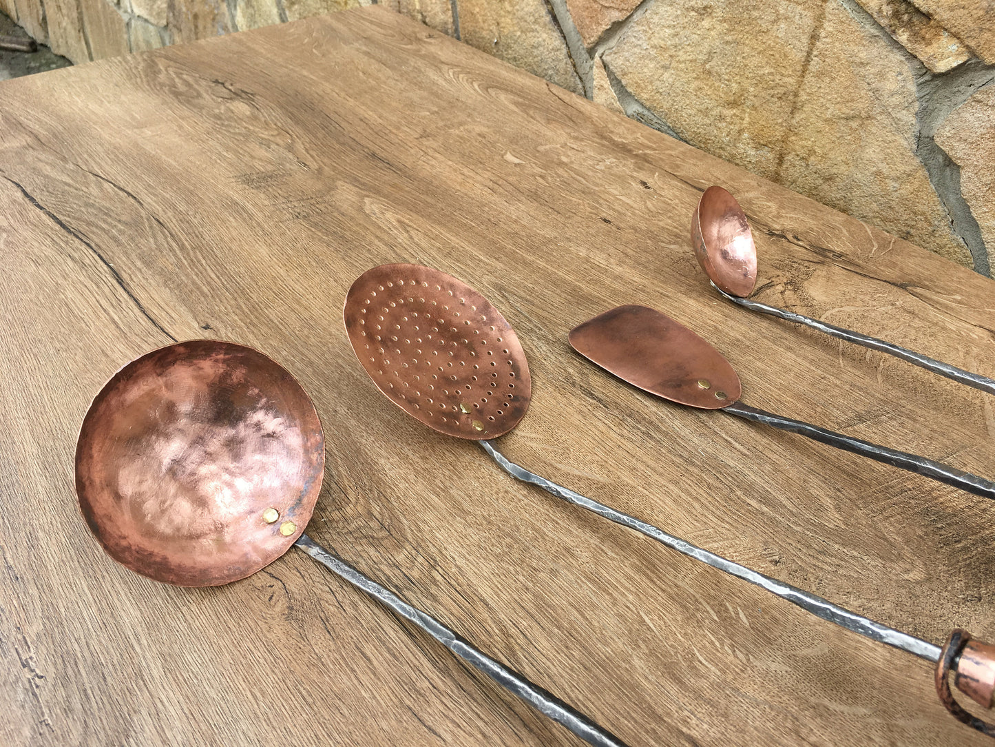 Copper serving set, medieval cutlery, ladle, ladle water dipper, spatula, medieval gift, copper ladle, serving utensils,kitchen utensils