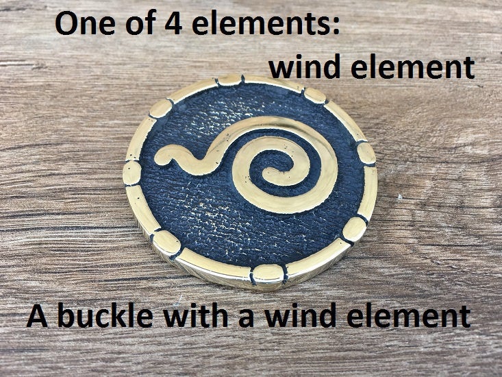 Wind element, elemental buckle, elements buckle, 4 elements, four elements, elemental symbols, element charm, belt buckle, mens gift dad