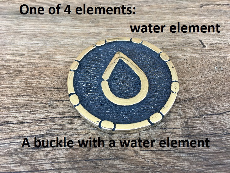 Water element, elemental buckle, elements buckle, 4 elements, four elements, elemental symbols, elemental charm, mens gift metal,belt buckle