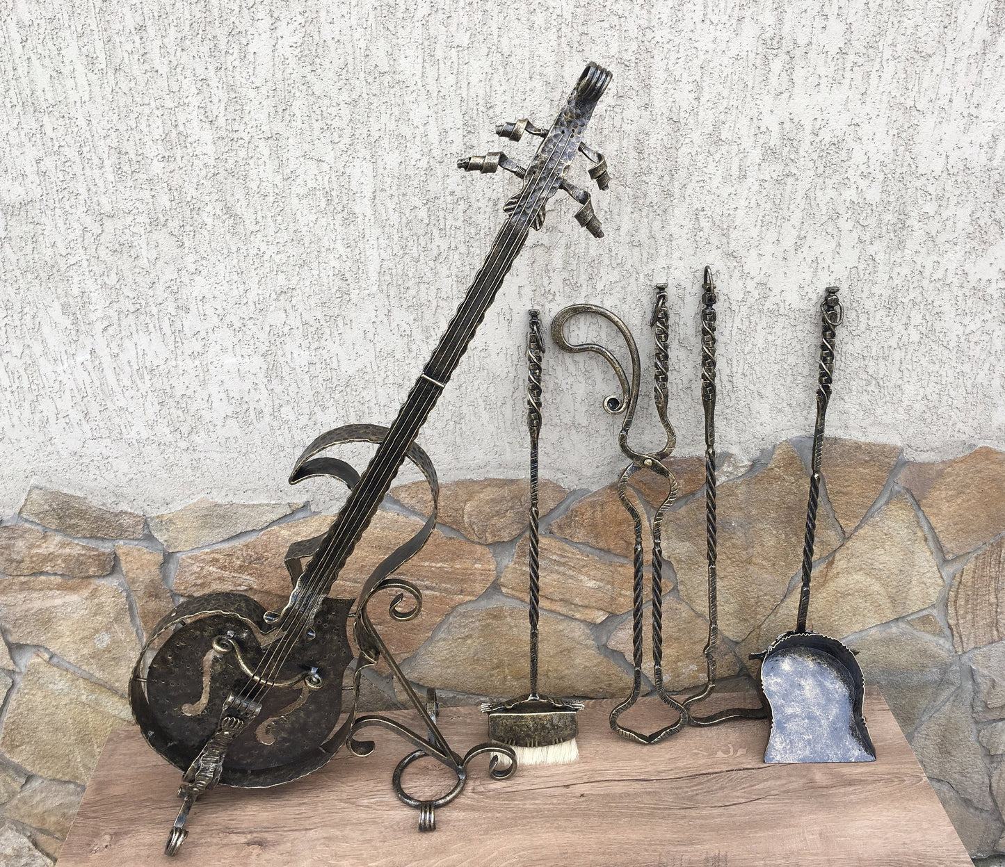 Fireplace tool set, fireplace,  fireplace accessory, fireplace tools, fireplace decor, fire poker, firewood holder, fireplace screen, poker