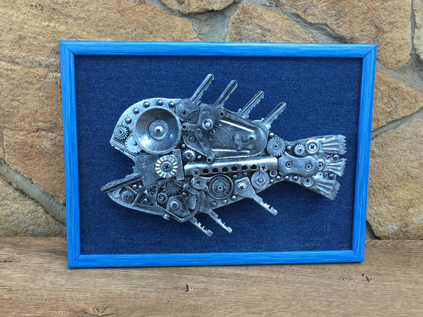 Industrial painting, steampunk painting, steampunk fish, steampunk poster, metalic ornament, gears, wall decor,steampunk room decor,junk art