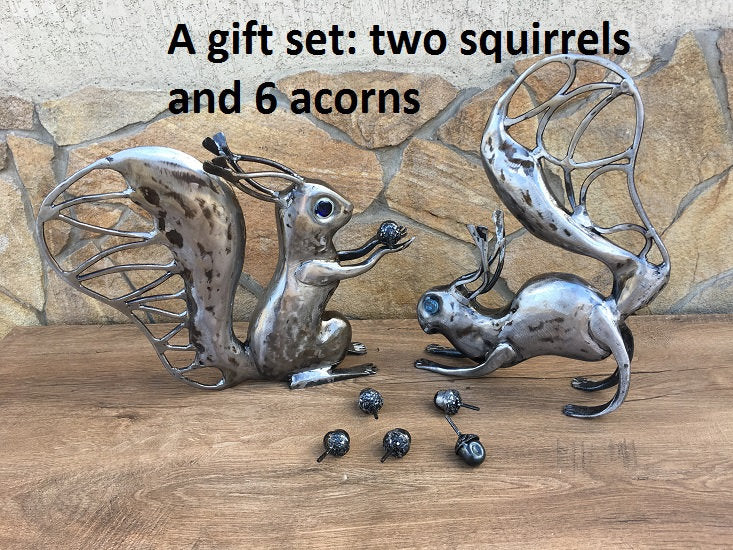 Iron squirrel, metal squirrel, acorn, animal art, oak, squirrel gifts, squirrel decor, squirrel amigurumi, zoo gift, squirrel figurine, doll